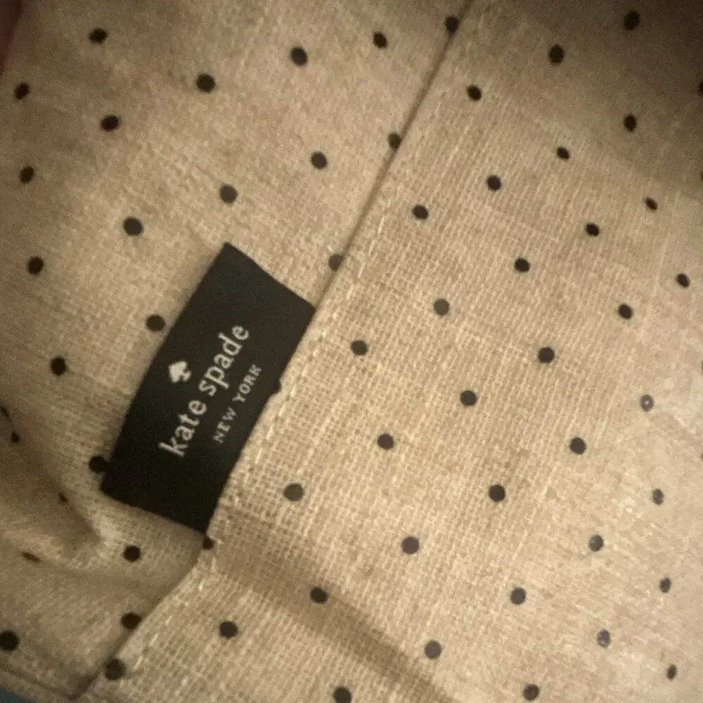 Kate Spade New York Lunch Bag Beige Black Polka Dot Insulated Zip Tote